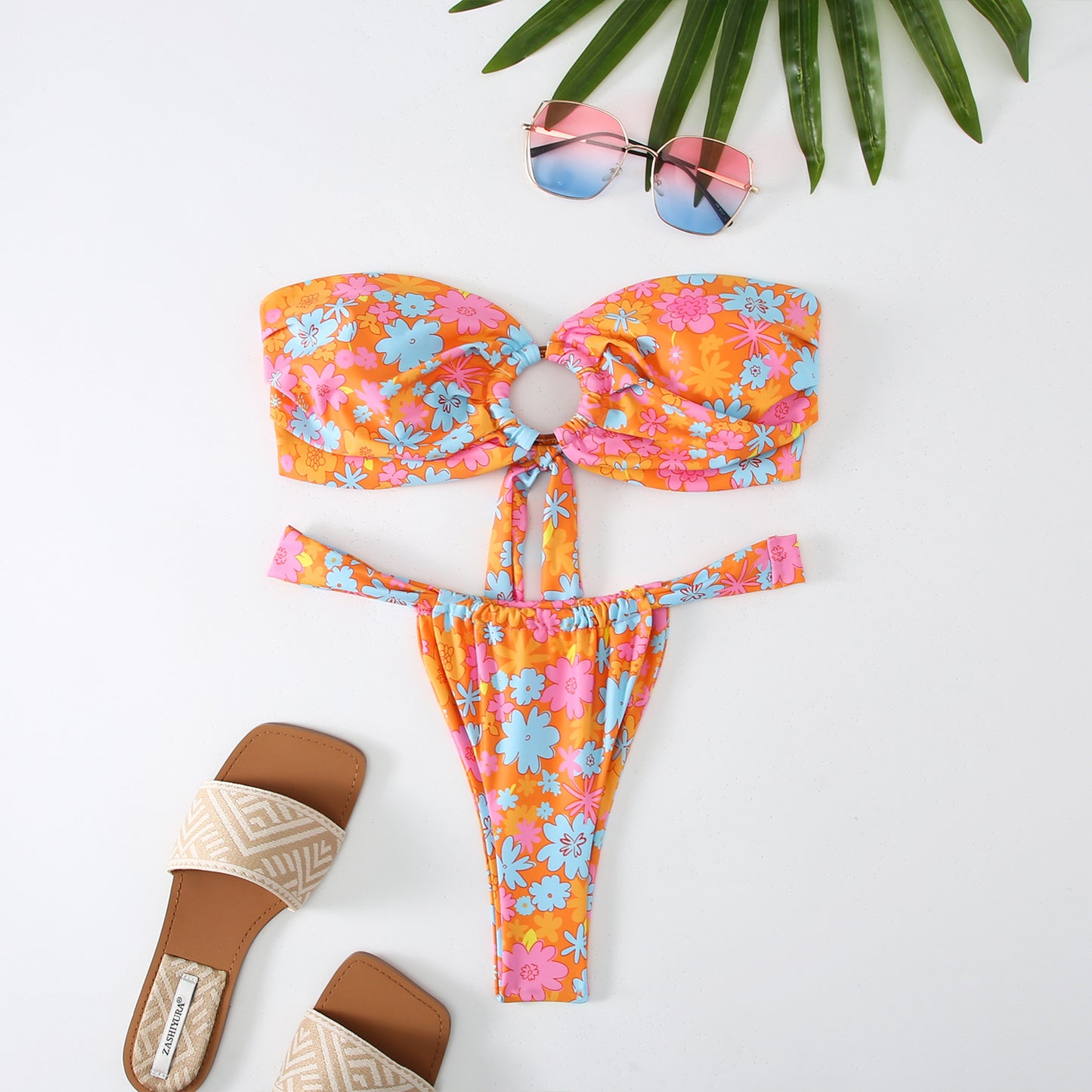 Loú | Bandeautop Bikini Met Print en Ringdetail